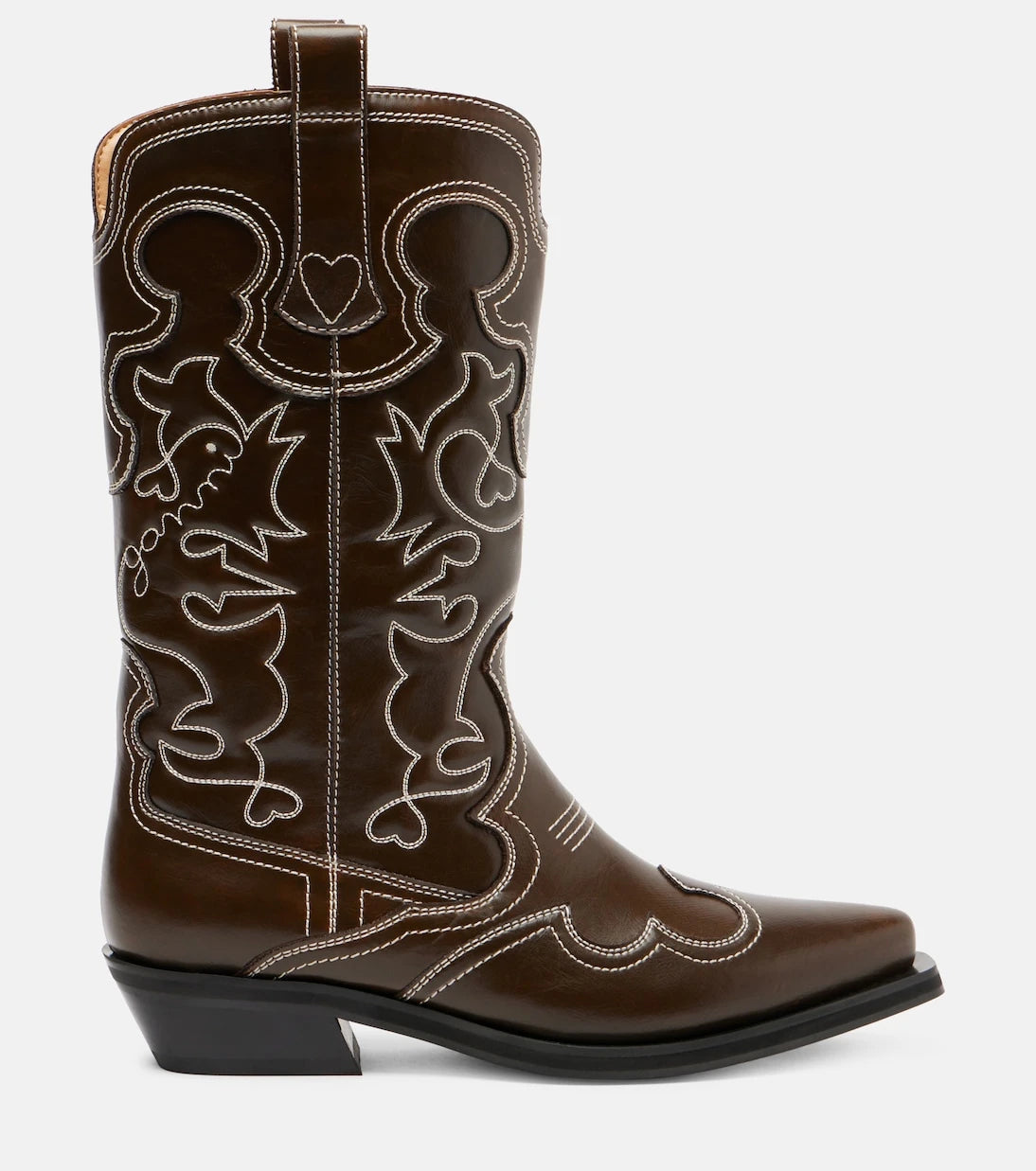 Ganni - Mid Shaft embroidered cowboy boots