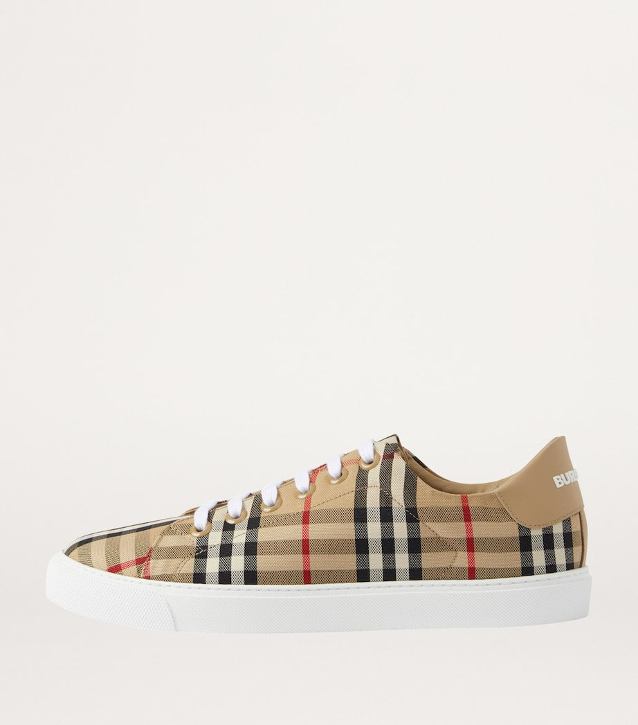 Beige Cotton Check Sneakers