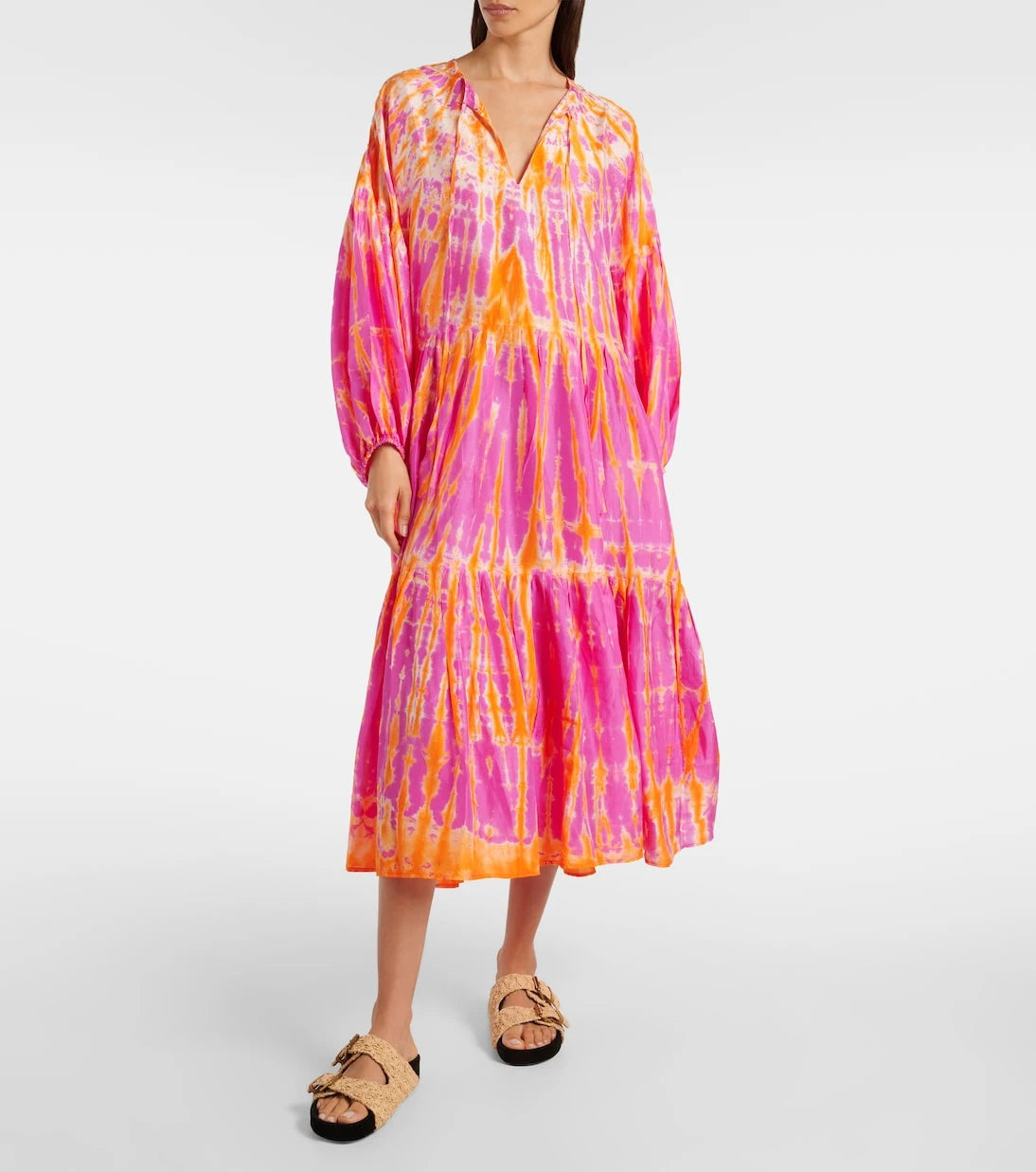 Anna Kosturova - Amelia tie-dye tiered silk midi dress