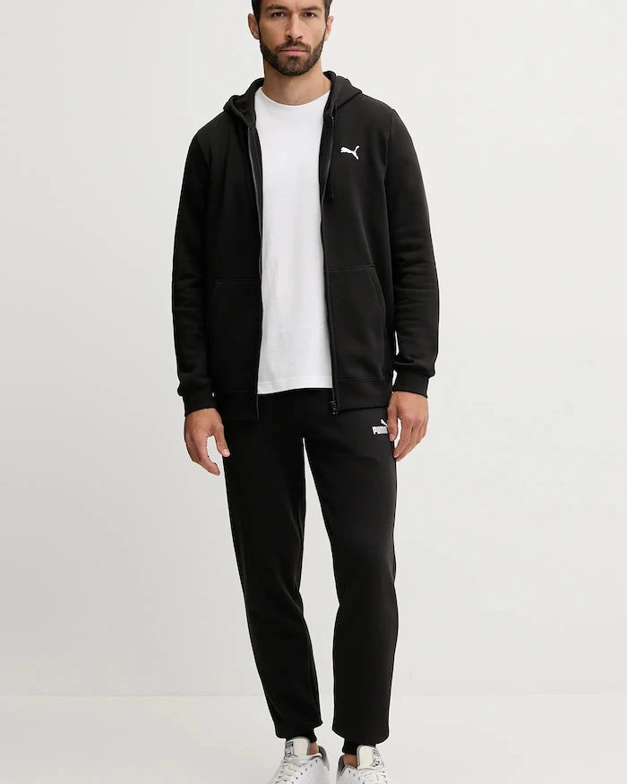 Pamuklu fermuarlı kapüşonlu erkek Puma sweatshirt