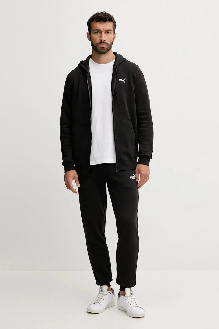 Pamuklu fermuarlı kapüşonlu erkek Puma sweatshirt
