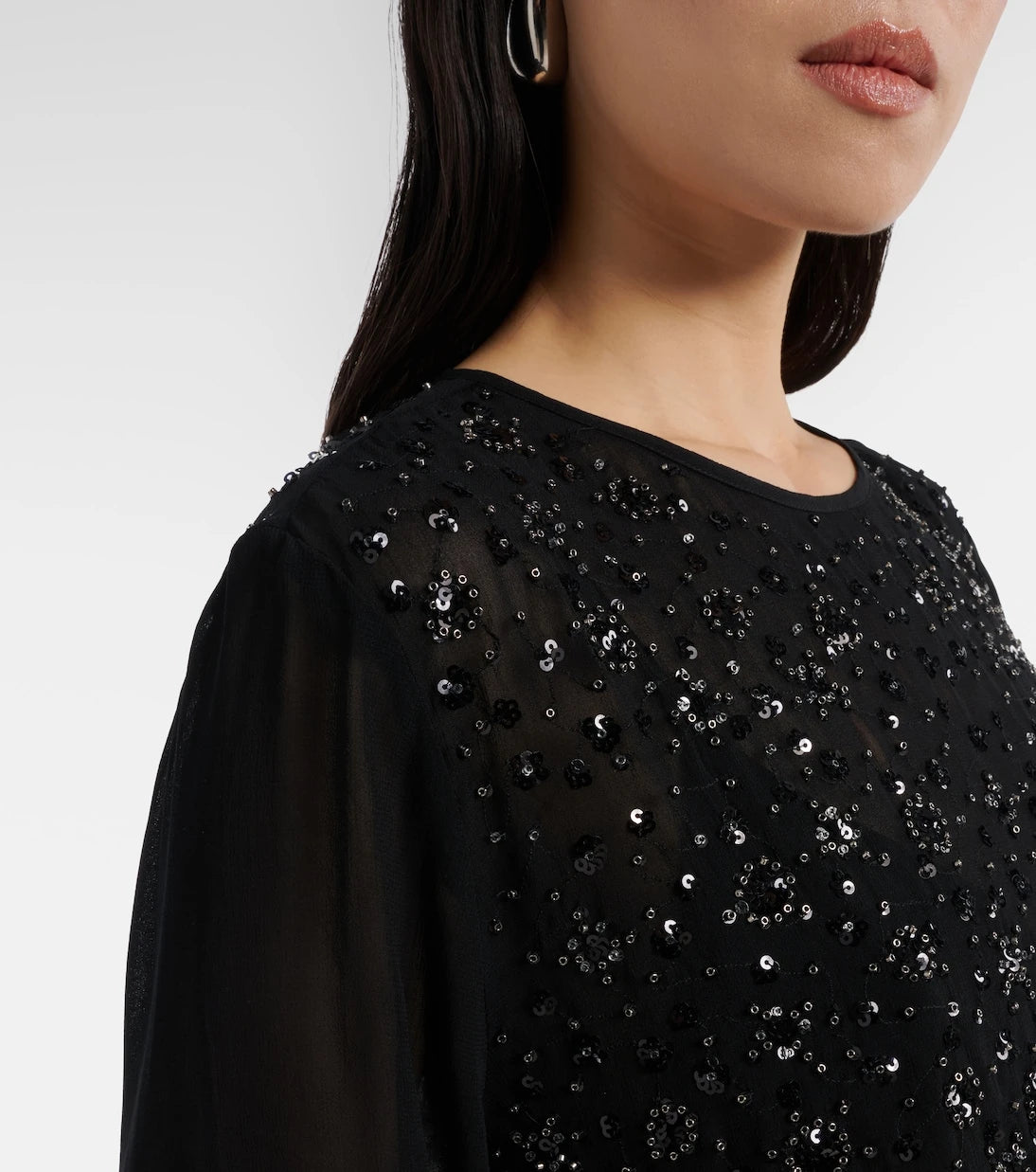 Velvet - Marlowe sequinned sheer top
