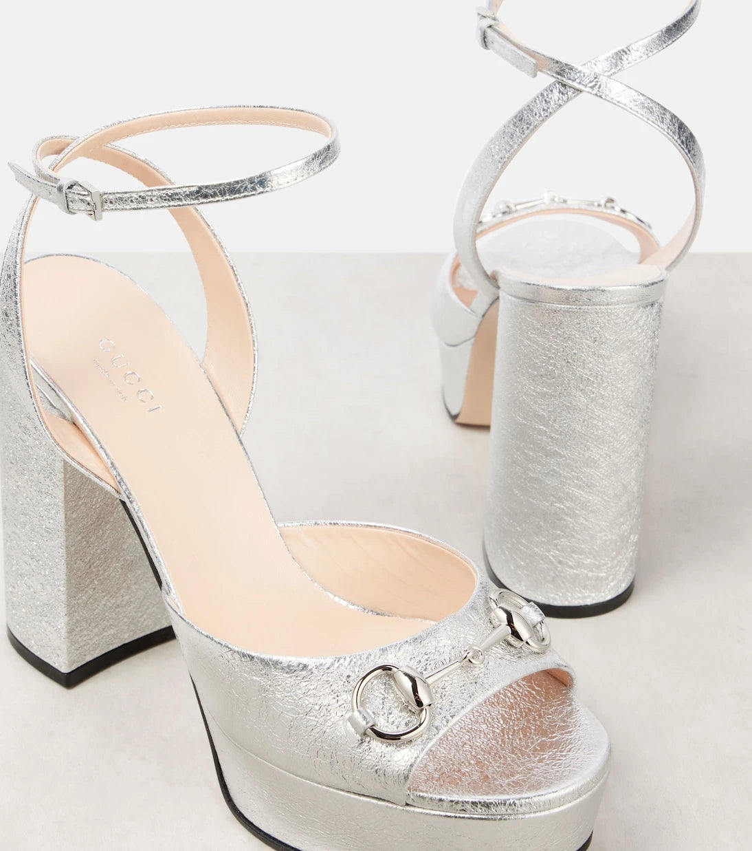 Gucci - Horsebit metallic leather platform sandals