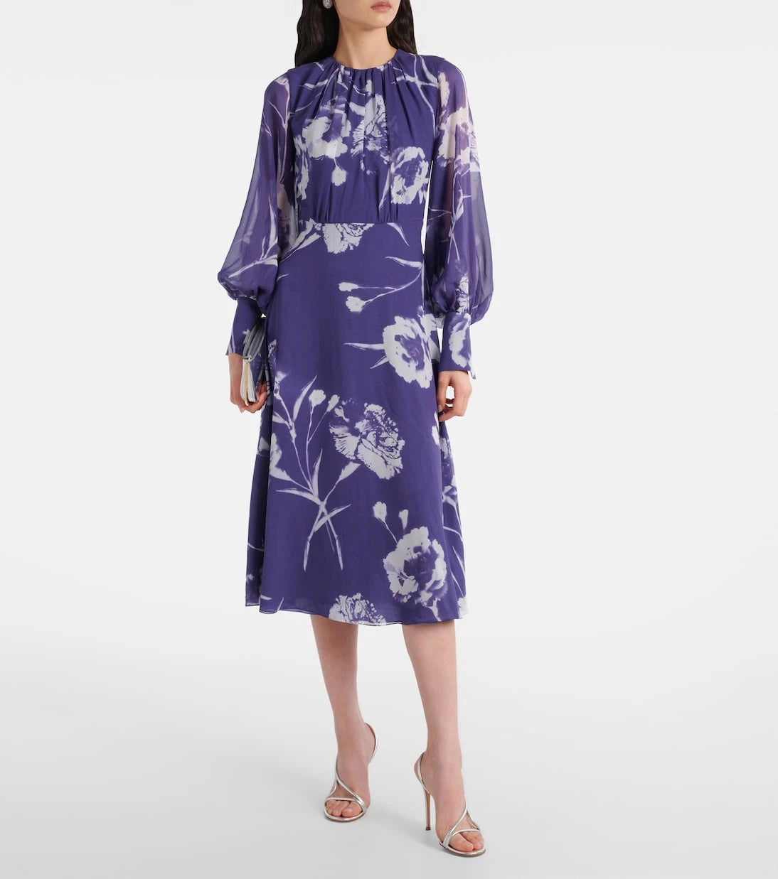 Erdem - Floral silk voile midi dress