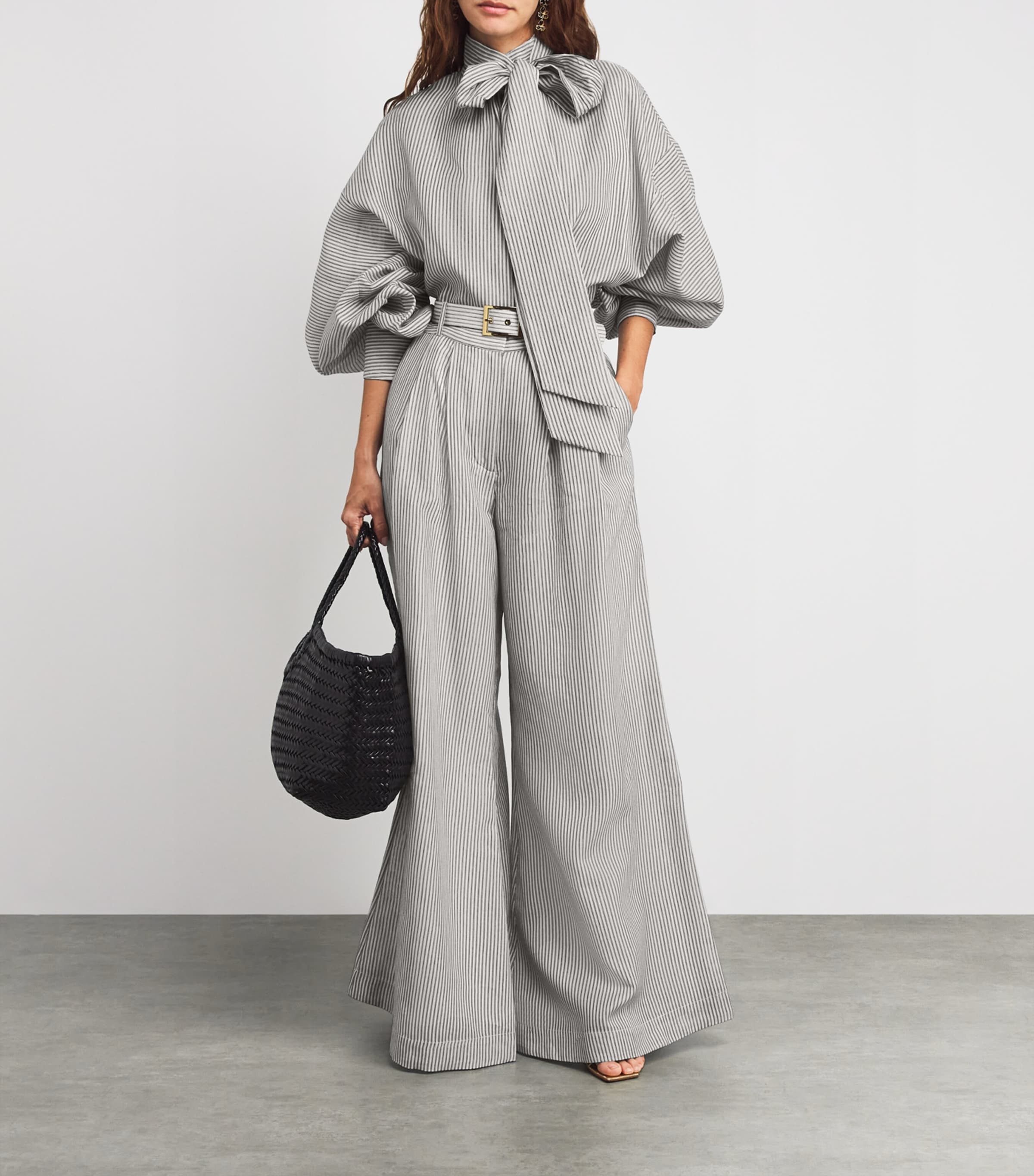 Zimmermann Multi Cotton-Silk Hypnotic Wide-Leg Trousers