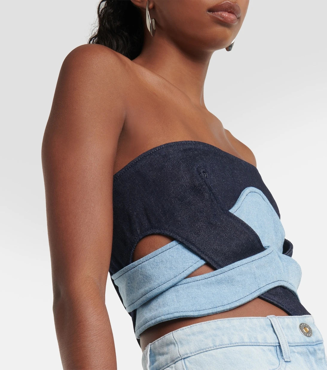 Dion Lee - توب كورسيه بدون حمالات من الدنيم