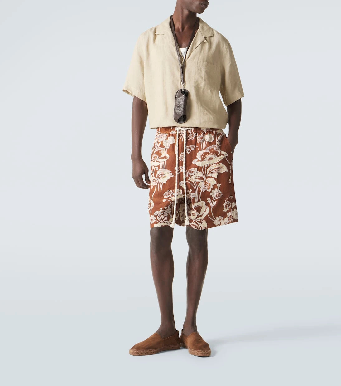 Commas - Floral linen Bermuda shorts