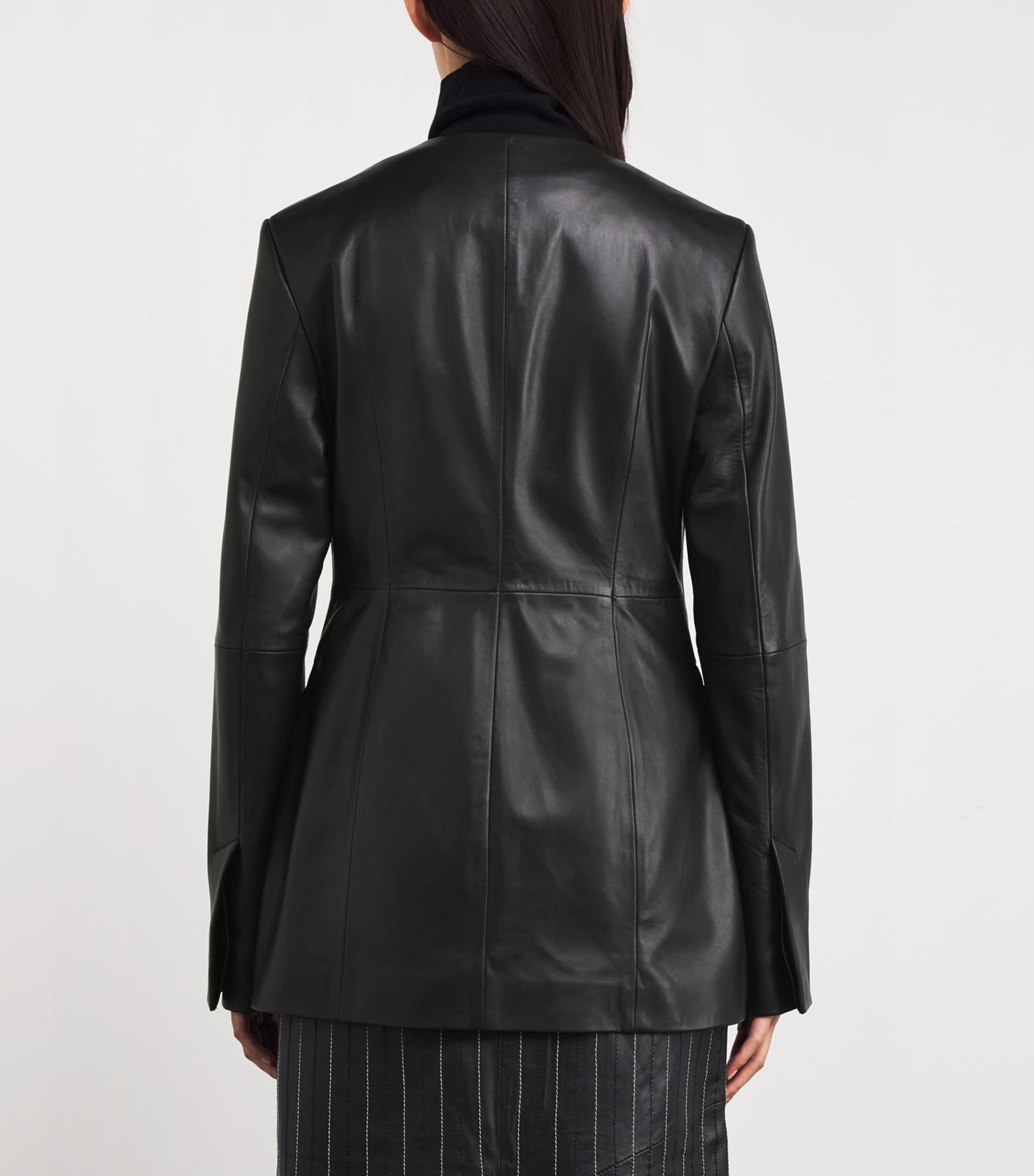Toteme Black Collarless Leather Jacket
