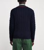 Blue Wool-Cashmere V-Neck Sweater