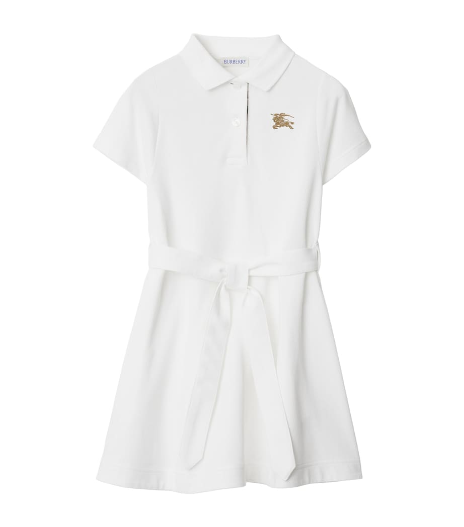 Burberry Kids White Cotton EKD Polo Dress (3-12 Years)