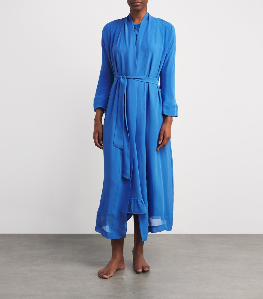Loretta Caponi Blue Silk Georgette Cassandra Robe