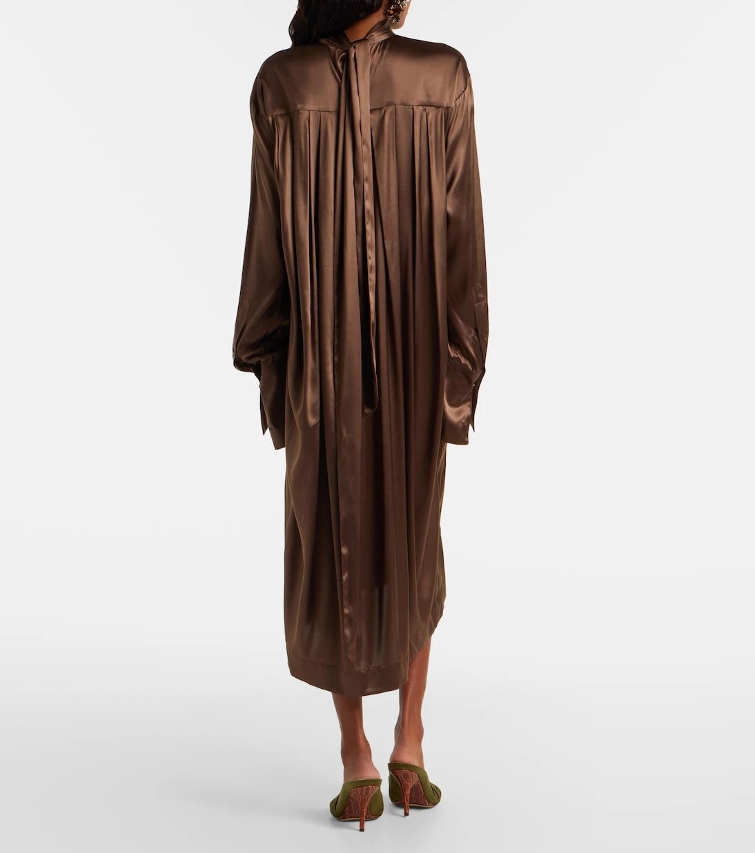 Dries Van Noten - Turtleneck silk-blend satin midi dress
