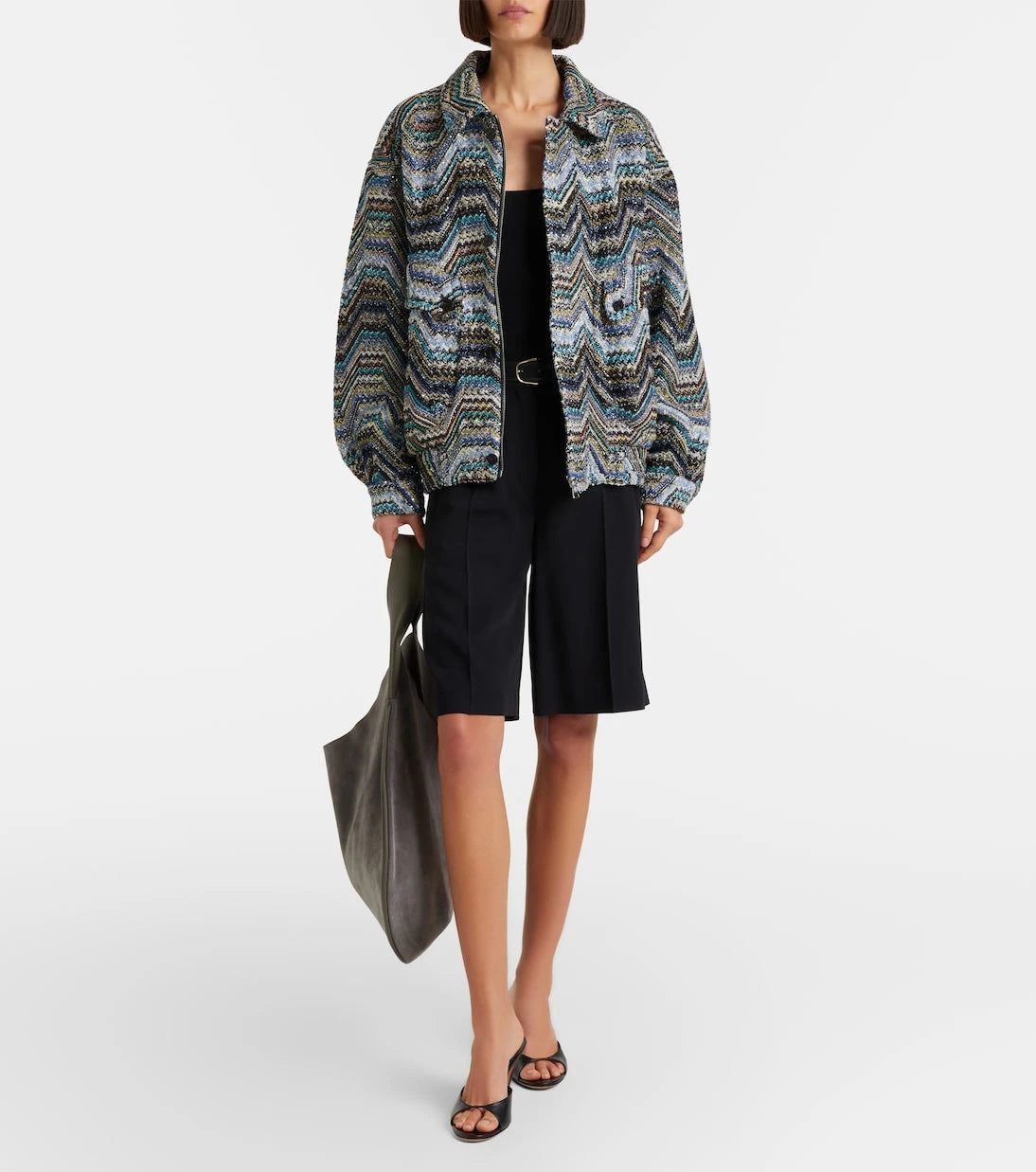 Missoni - جاكيت صوف بقصة كبيرة بنقشة متعرجة جاكار