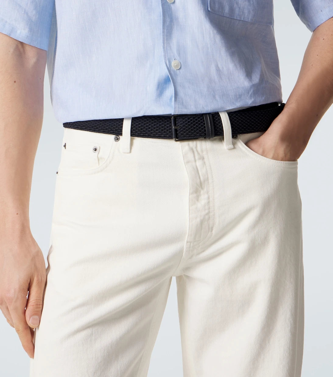 Zegna - حزام بحواف مضفرة من الجلد