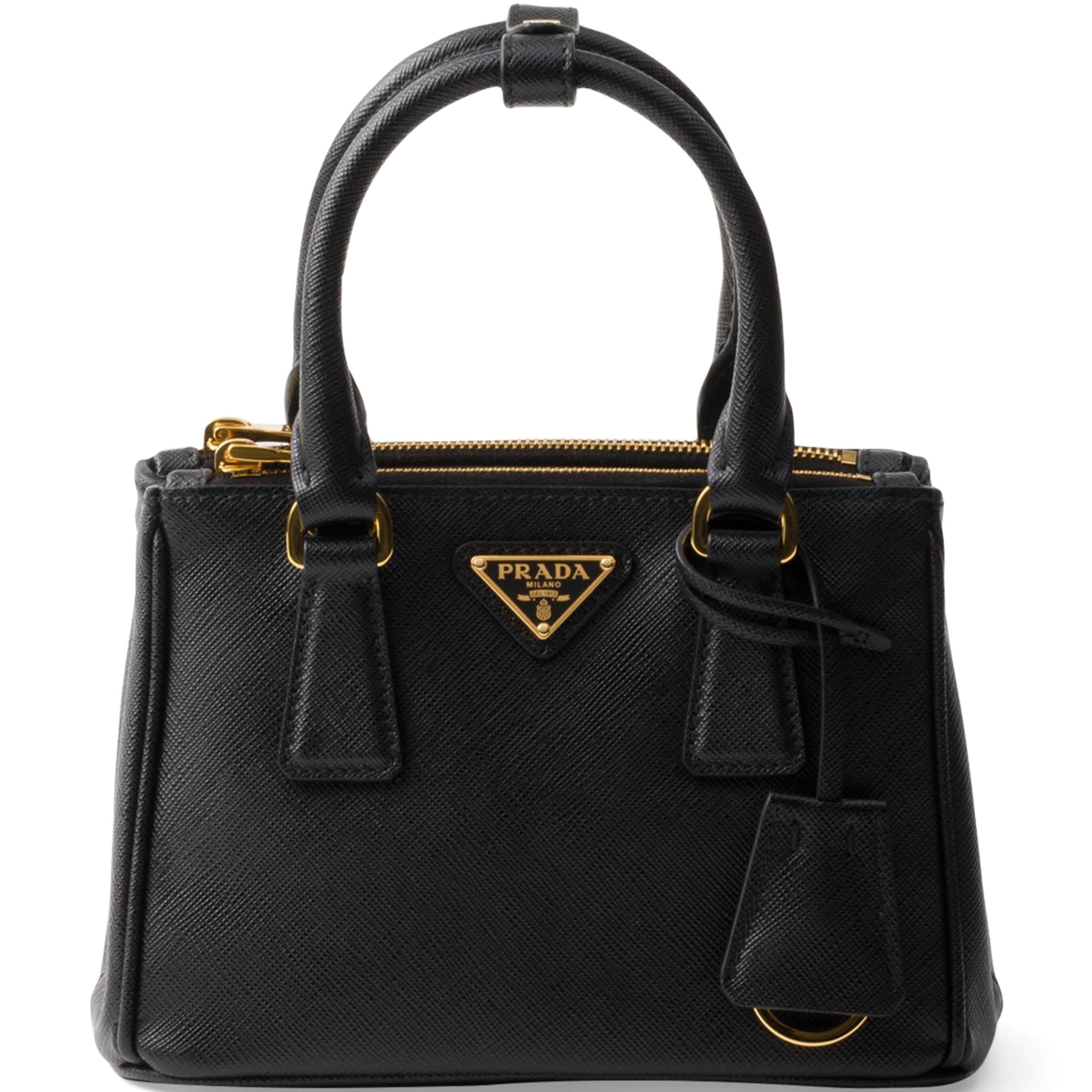 Prada Black Mini Saffiano Leather Galleria Top-Handle Bag