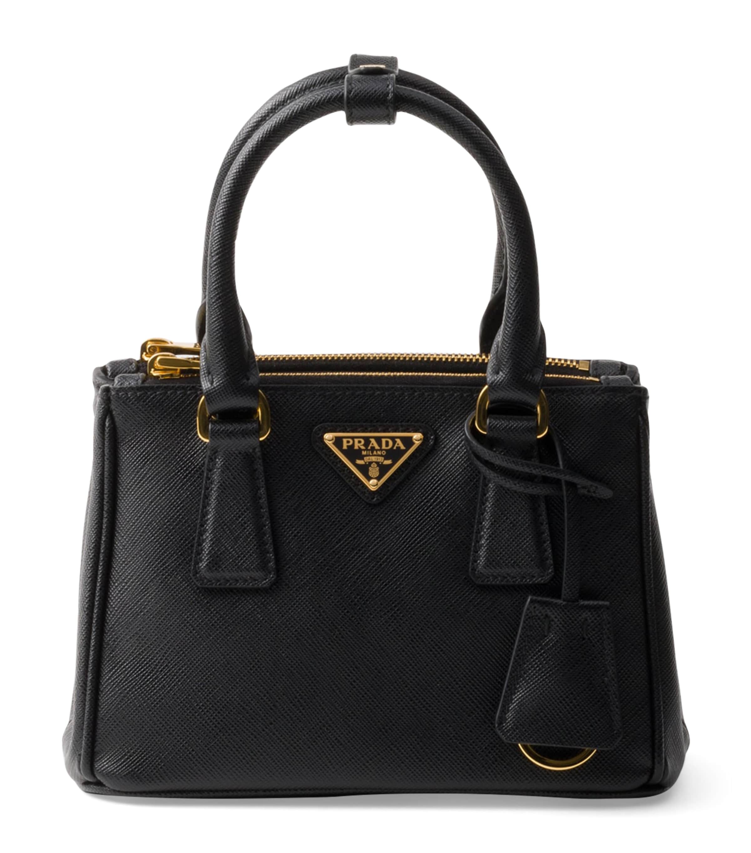 Prada Black Mini Saffiano Leather Galleria Top-Handle Bag