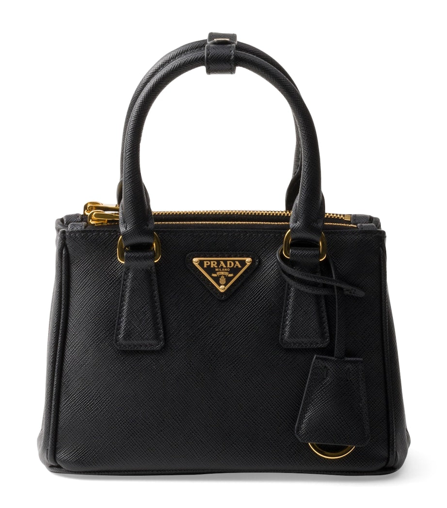 Prada Black Mini Saffiano Leather Galleria Top-Handle Bag