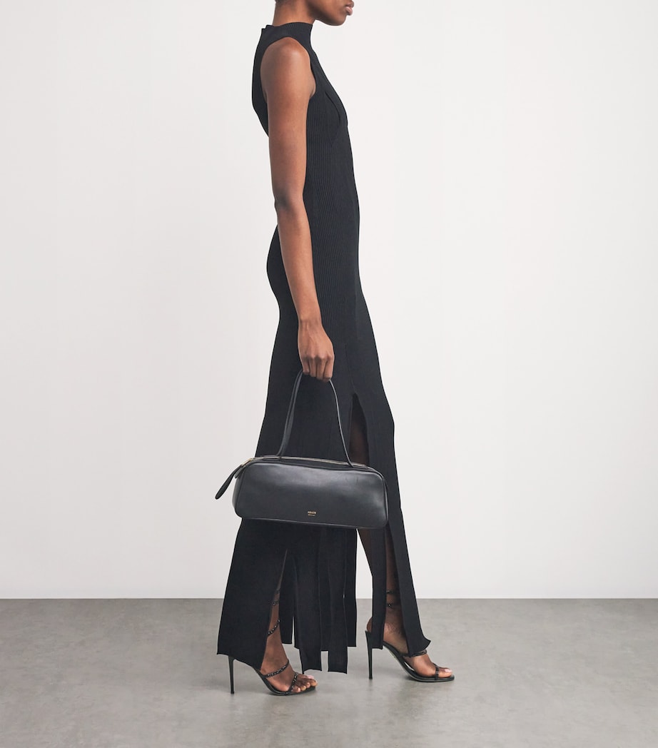 René Caovilla Black Leather Crystal-Embellished Cleo Sandals 105