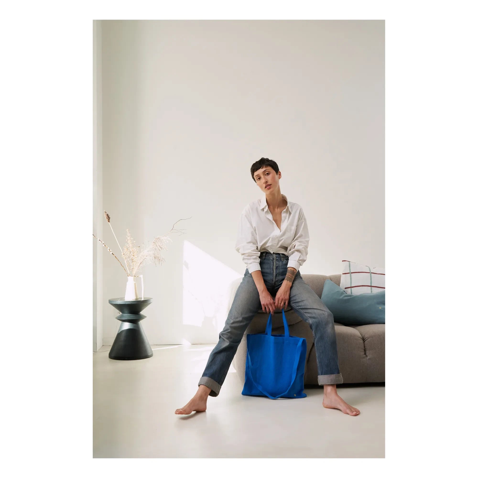 La cerise sur le gâteau - Iona Cotton Toile City Bag | Blue