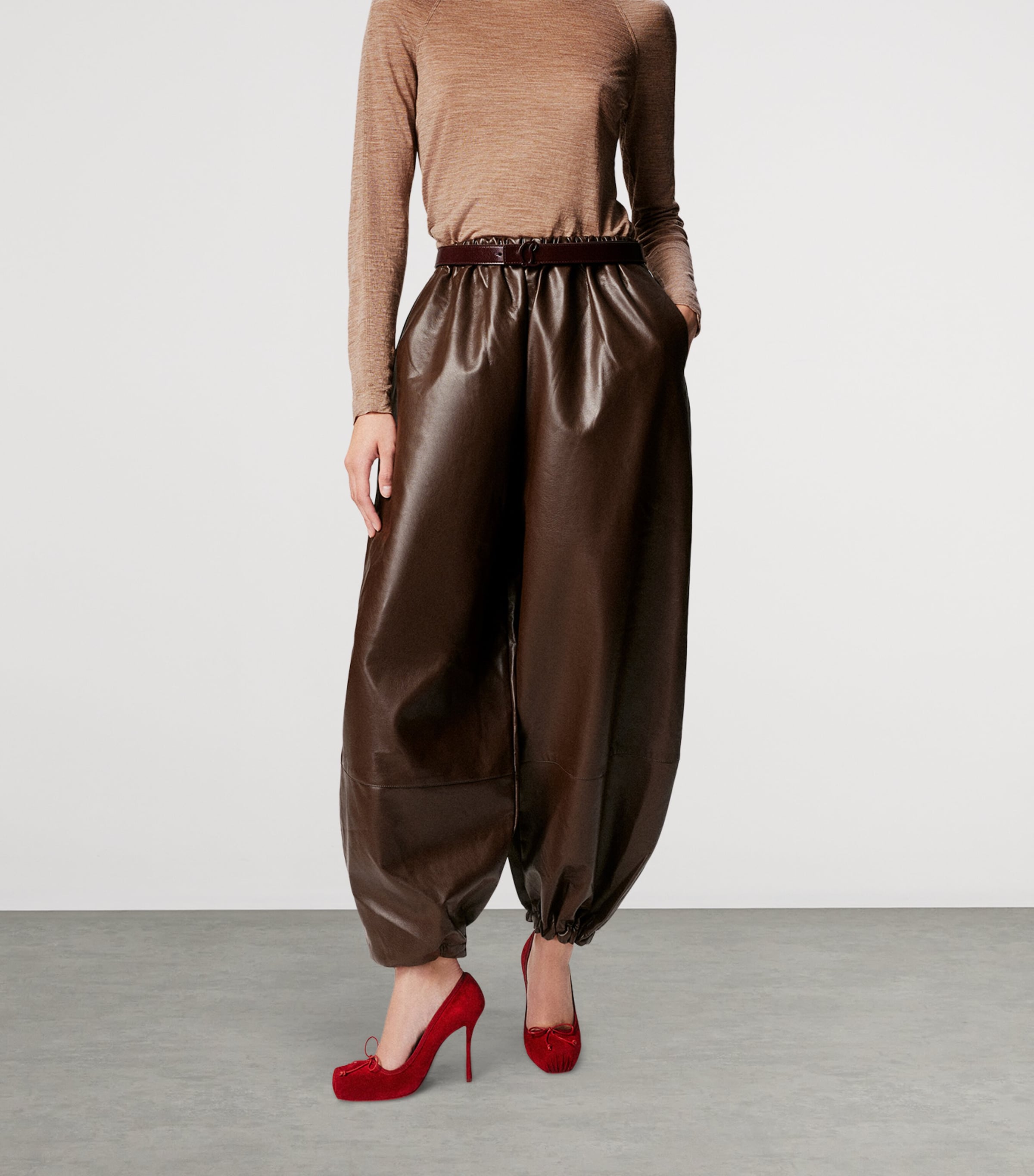 Christian Louboutin Red Cassia Nodo Leather Pumps 100