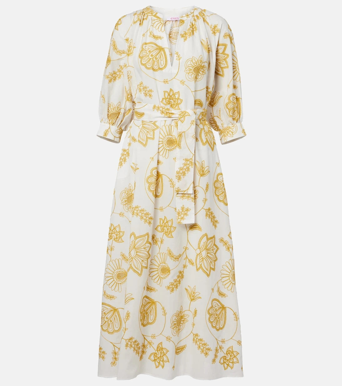 Eres - Anjana embroidered cotton-blend midi dress