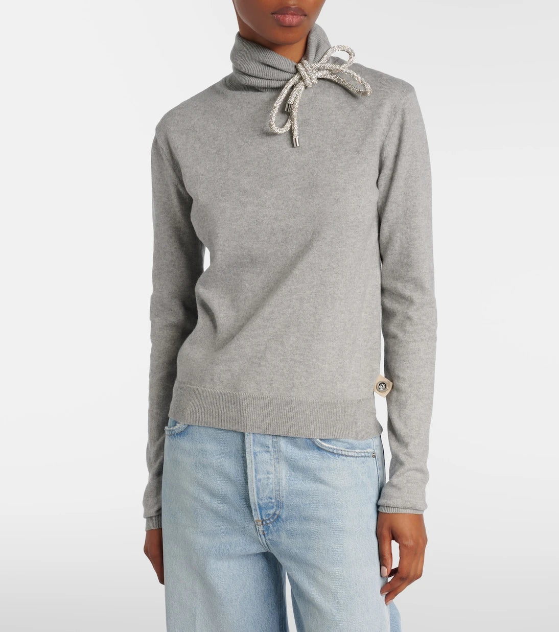 Area - Embellished cotton and cashmere turtleneck sweater