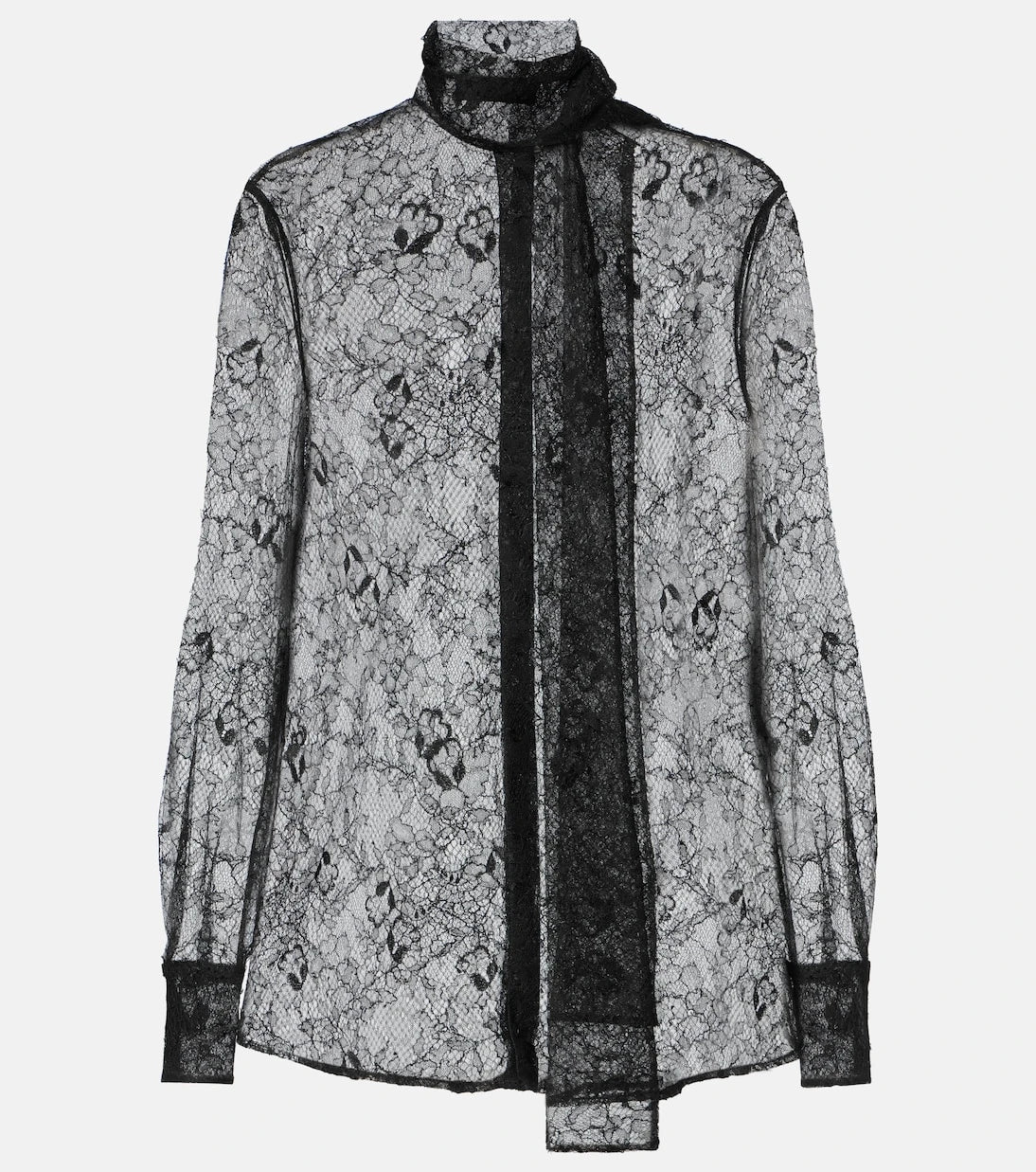 Valentino - Scarf-detail floral lace blouse