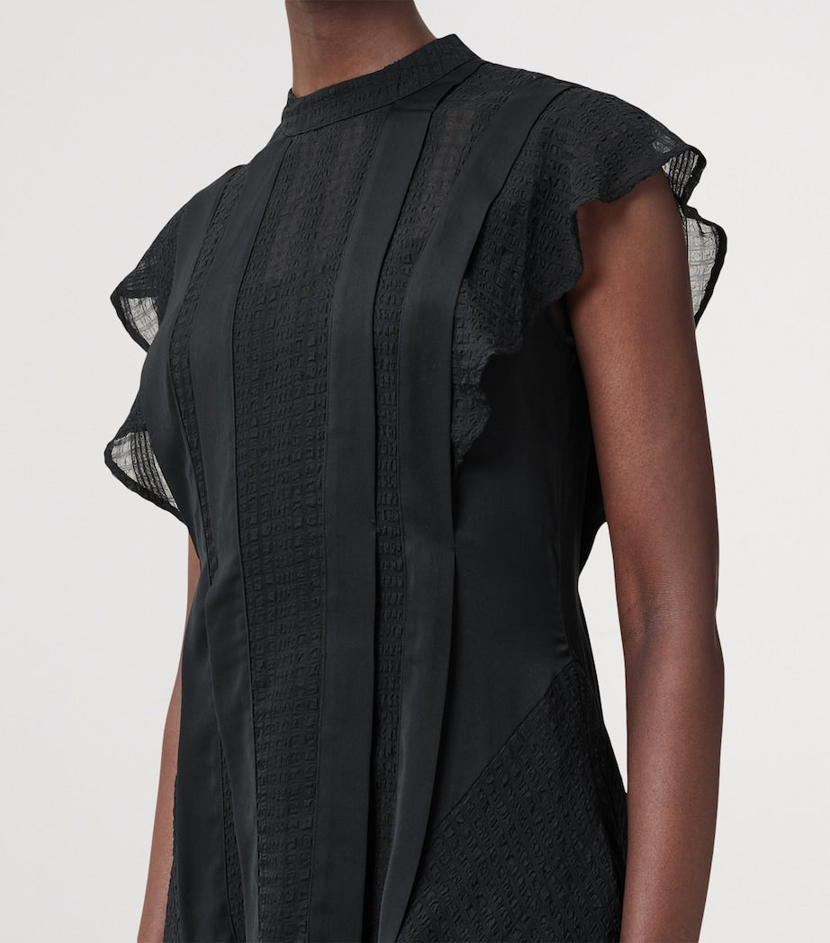 AllSaints Black Asymmetric Fleur Dress