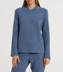 Blue Cotton-Blend Easy Wear Pullover