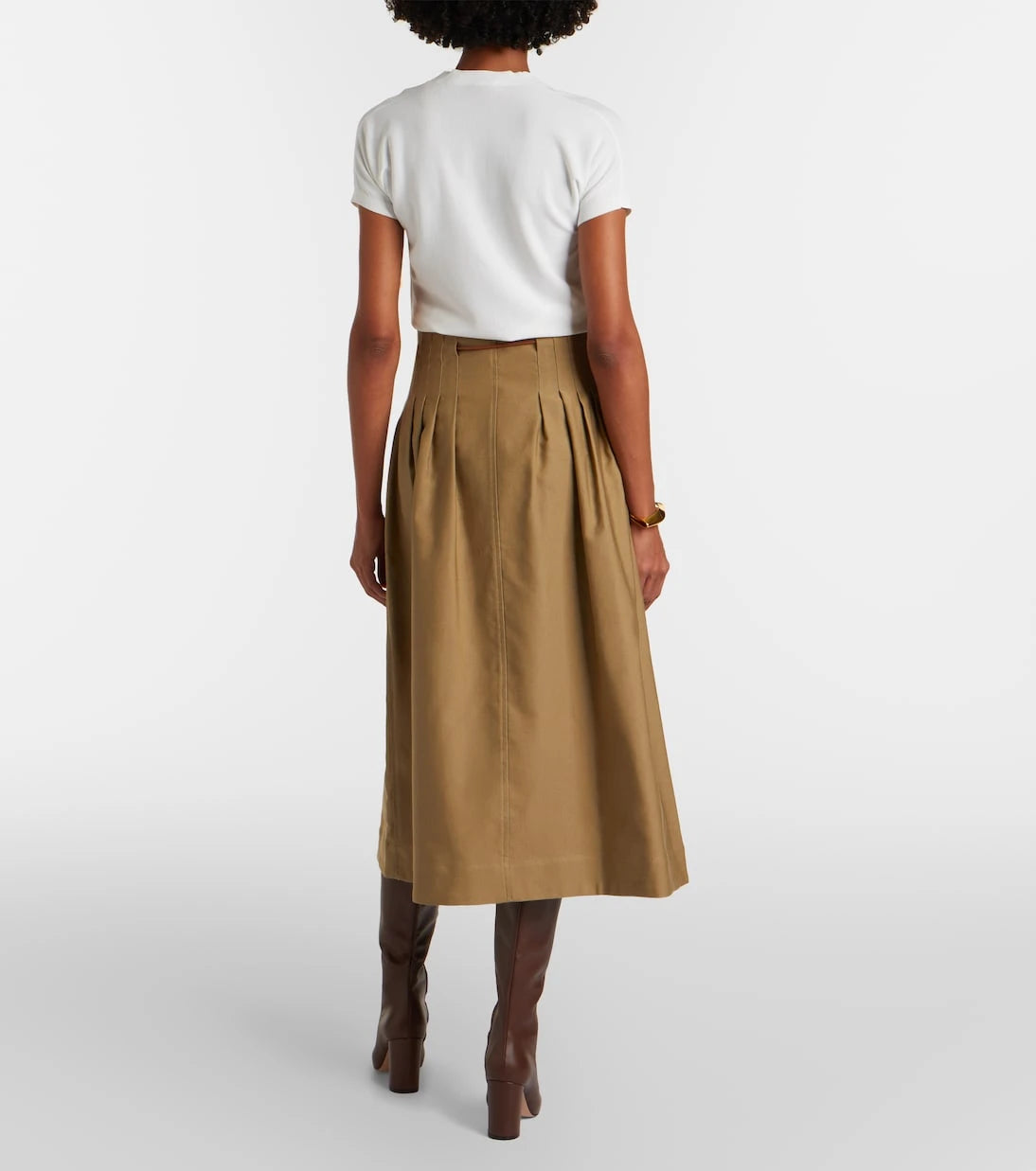 Max Mara - Tempio belted cotton twill midi skirt