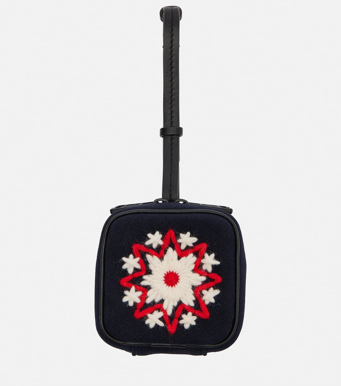 Moncler - Embroidered leather-trimmed clutch