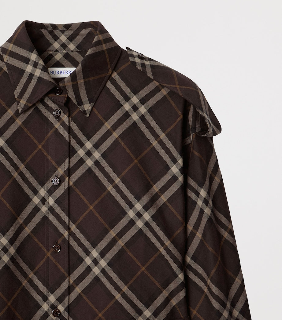 Burberry Brown Cotton Check Mini Shirt Dress
