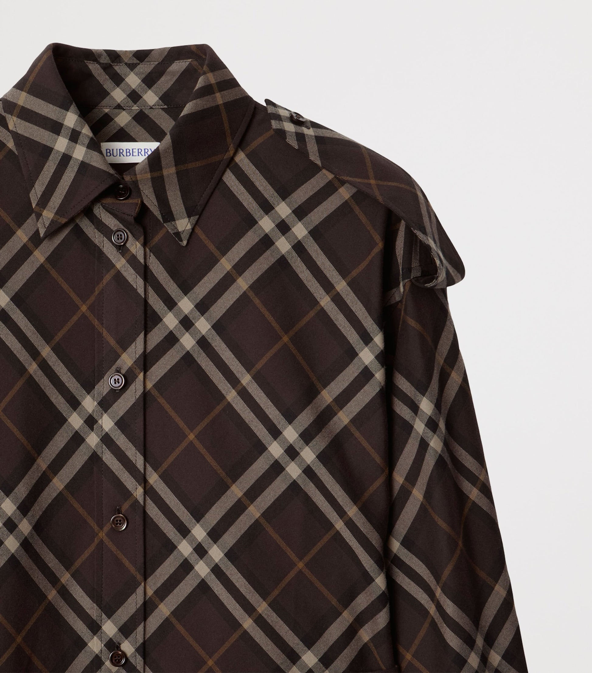 Burberry Brown Cotton Check Mini Shirt Dress