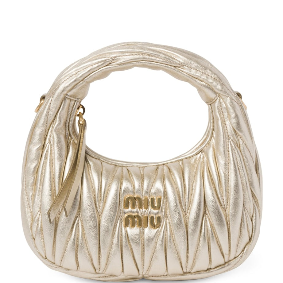 Metallic Mini Matelassé Leather Wander Top-Handle Bag