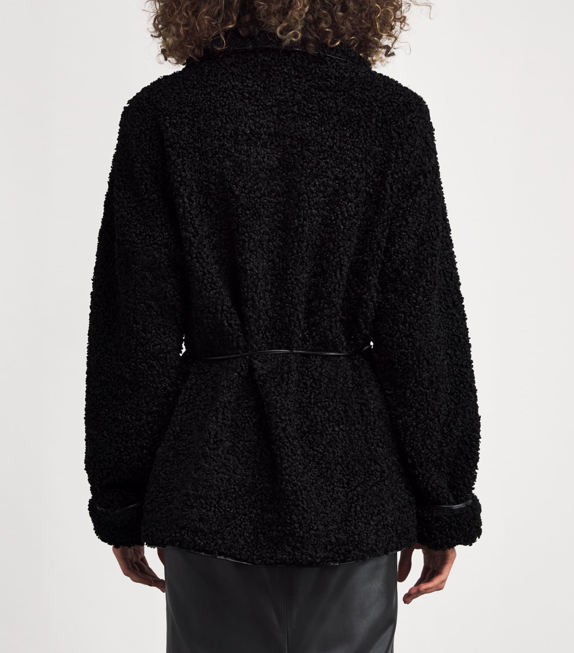 Simkhai Black Fleece Belted Kimia Jacket