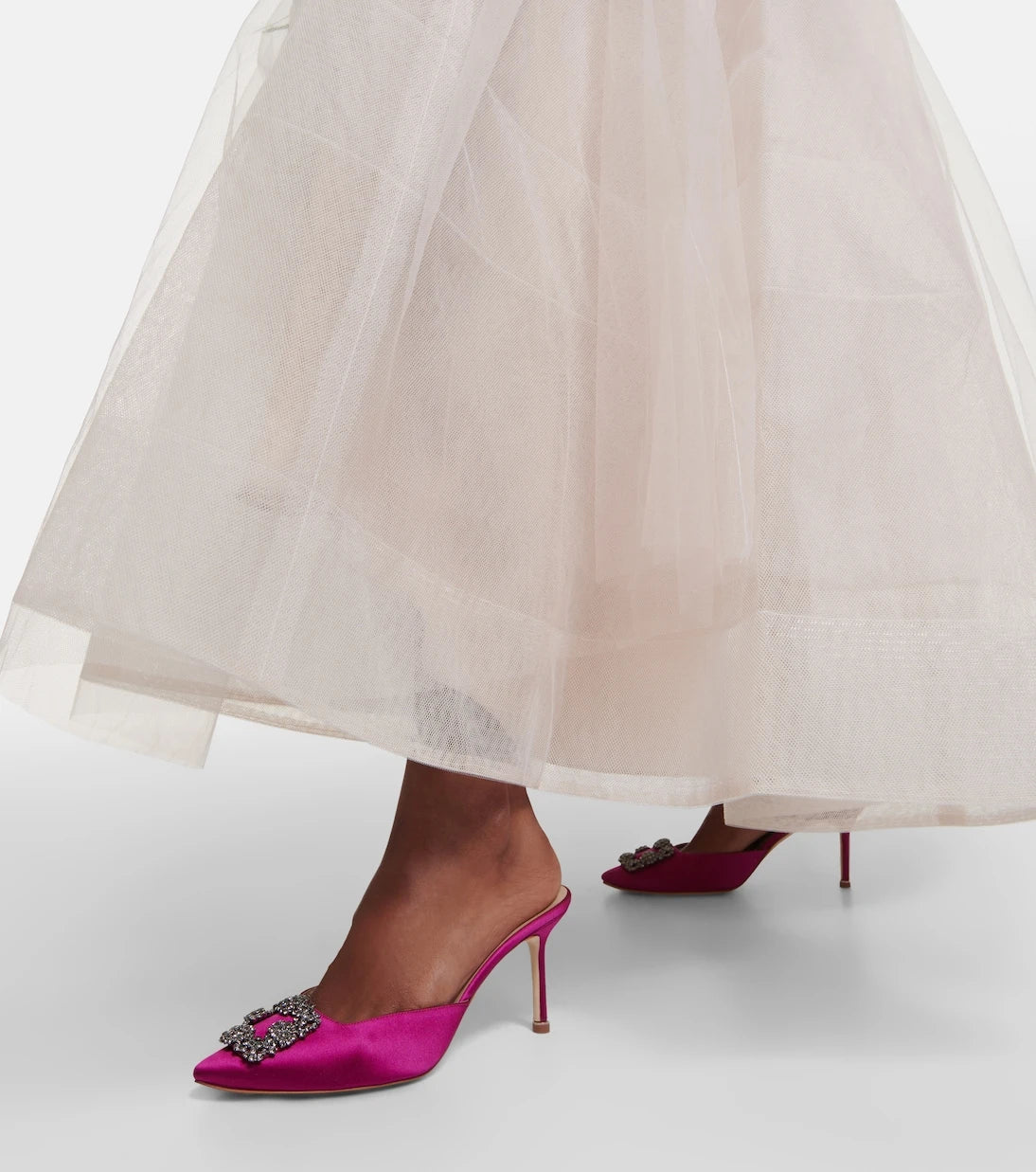 Manolo Blahnik - Hangisimu 70 embellished satin mules