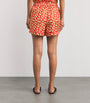 Silk Leaf Print Shorts RED LITTLE LEAVES