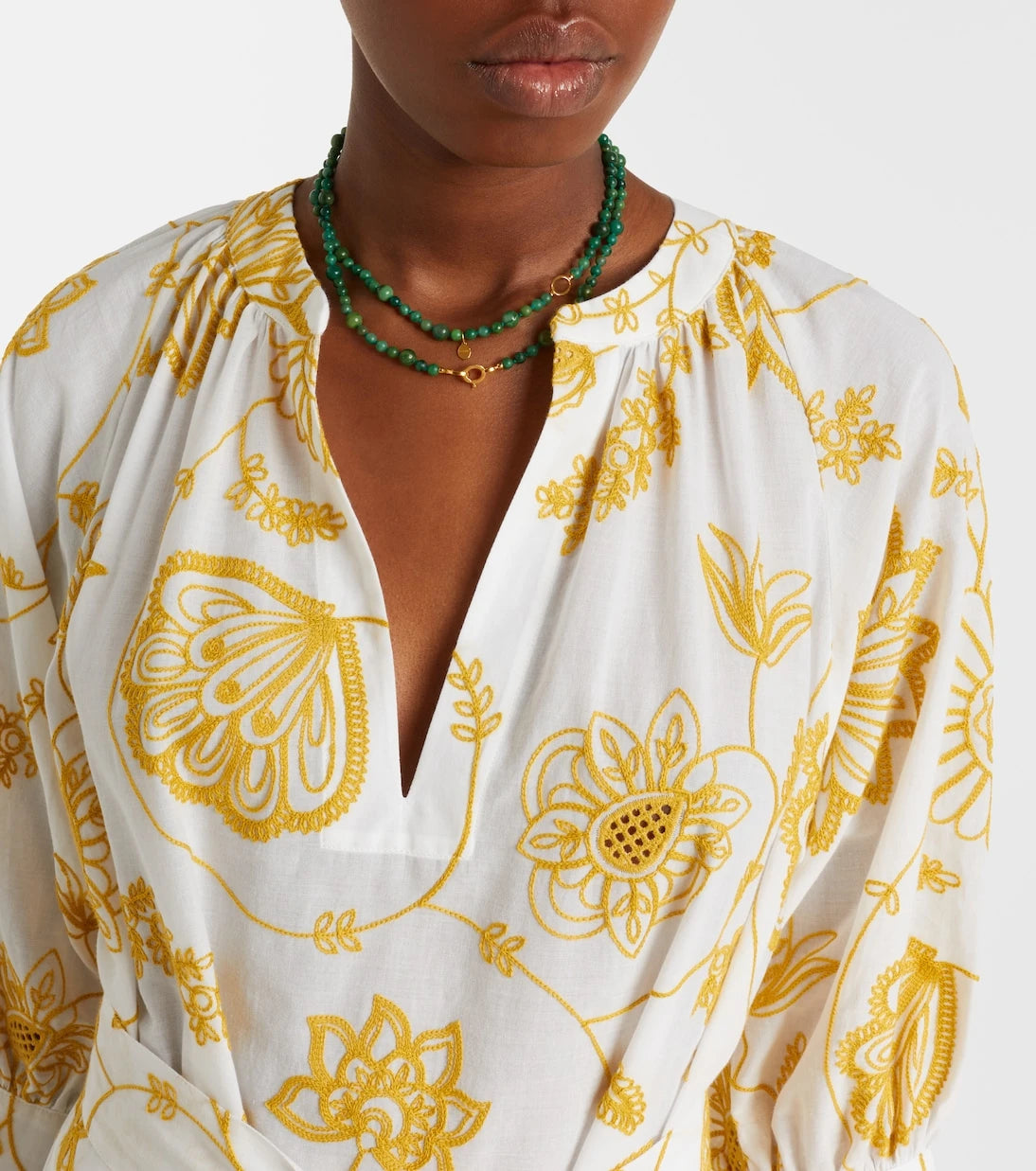 Eres - Anjana embroidered cotton-blend midi dress