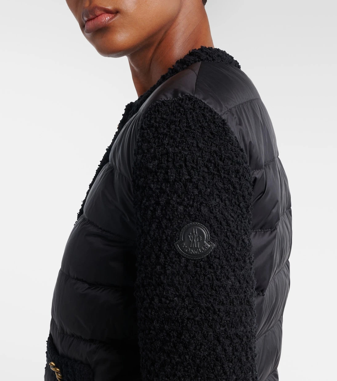 Moncler - Kuş tüyü panelli buklet detaylı fermuarlı hırka