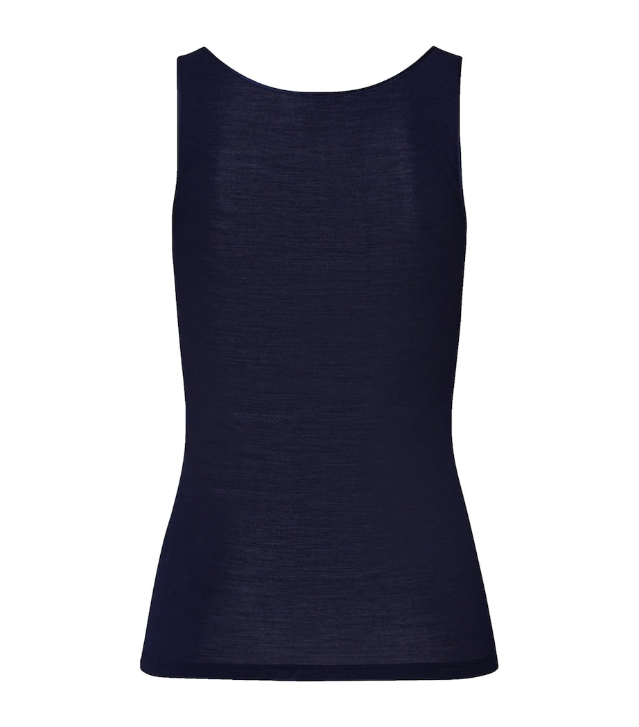 Navy Woolen Silk Tank Top
