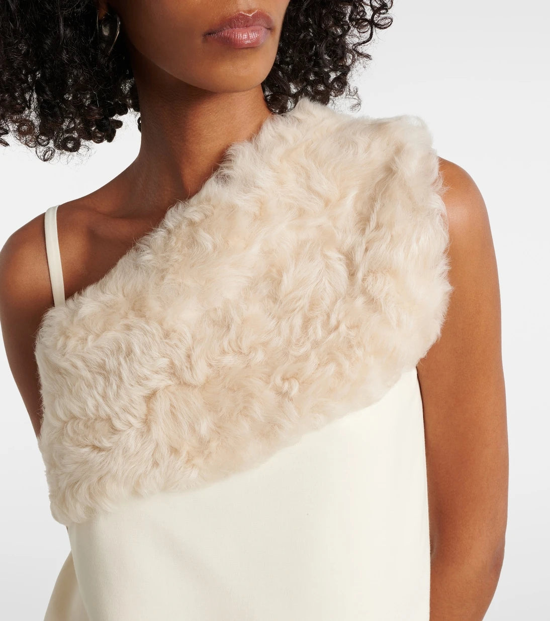 Toteme - Shearling-trimmed cady top