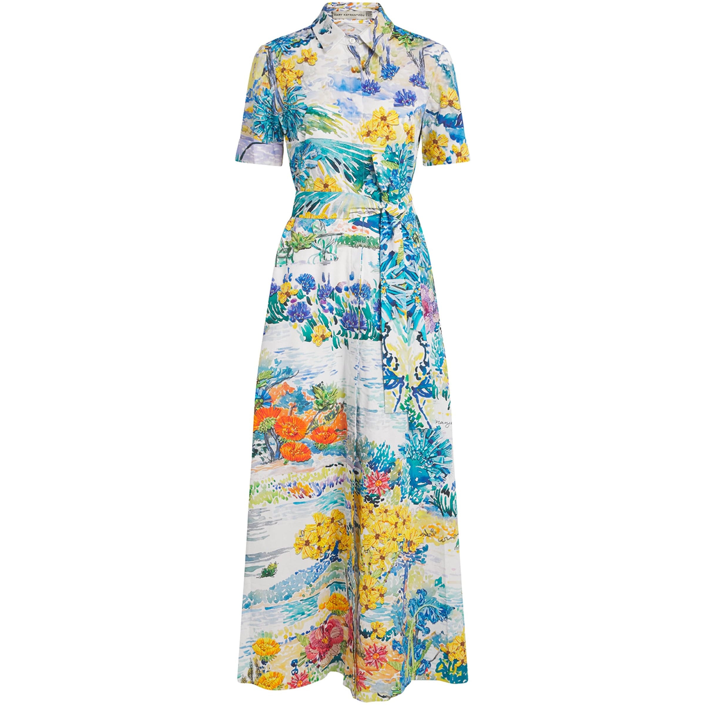 Mary Katrantzou Multi Satin Como Shirt Midi Dress