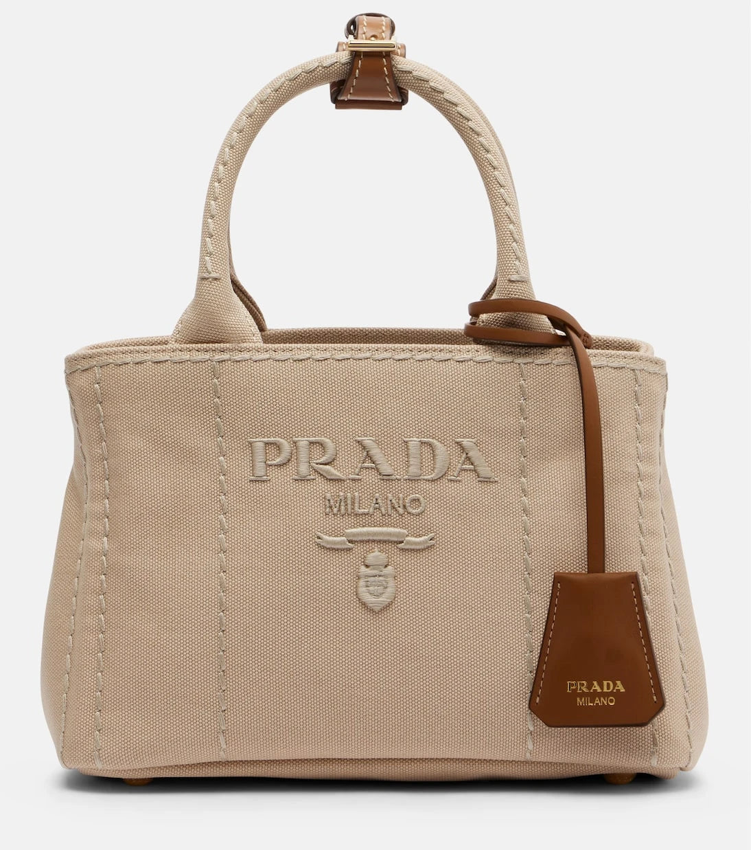 Prada - Prada Jardinière cotton canvas top-handle