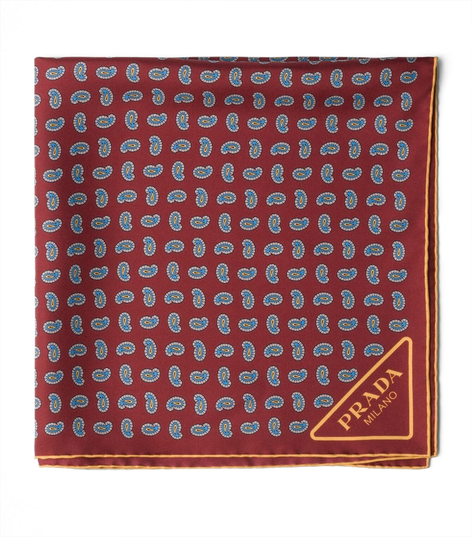 Burgundy Silk Paisley Print Scarf