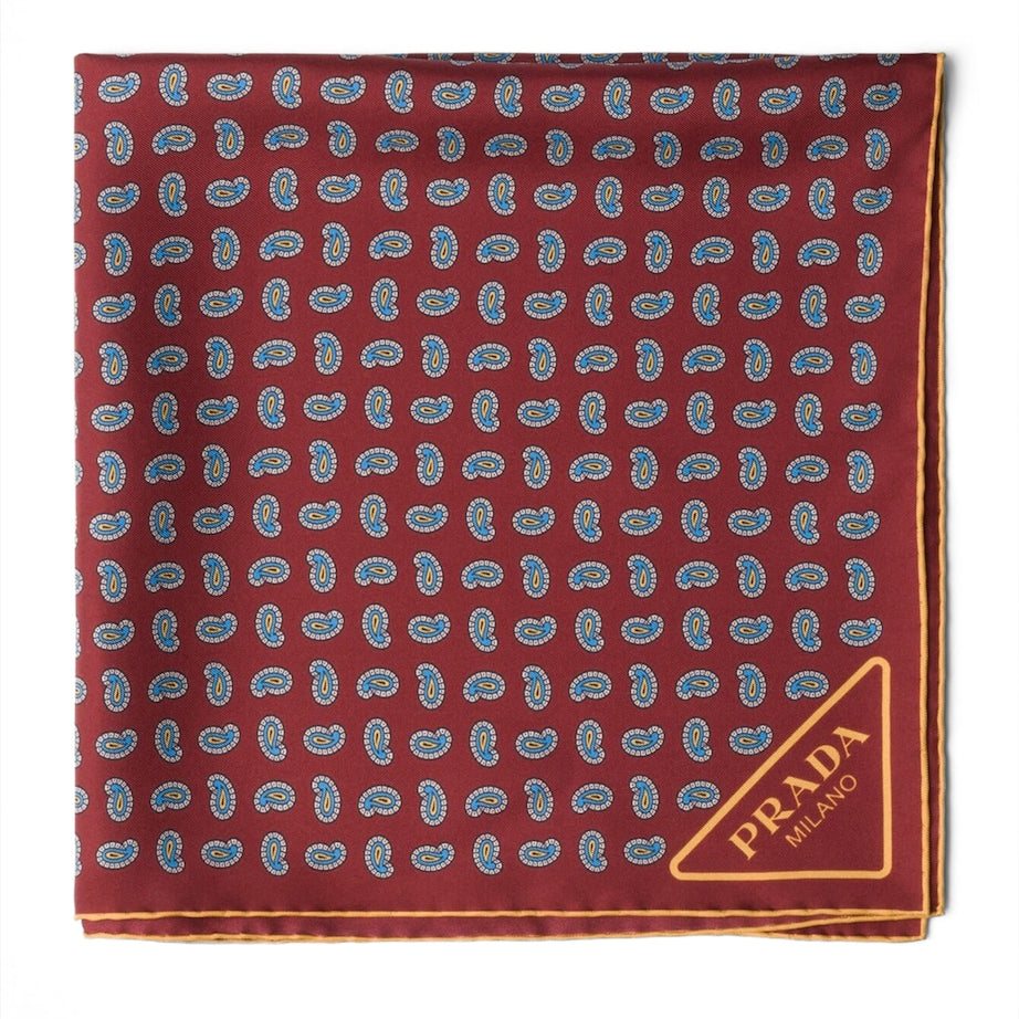 Burgundy Silk Paisley Print Scarf
