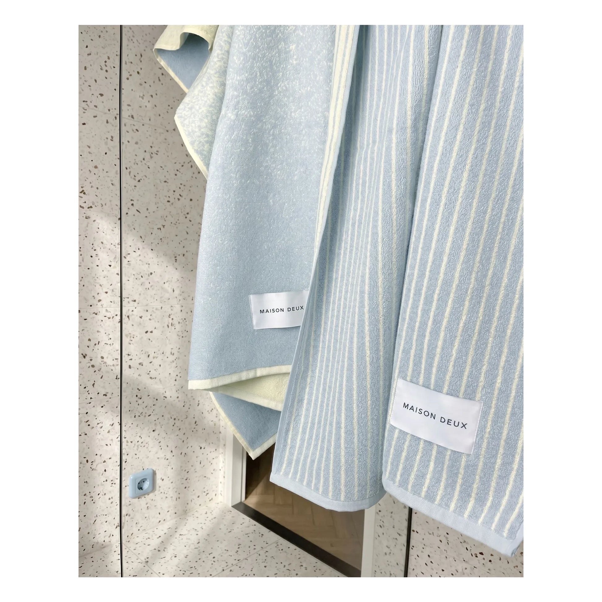 Maison Deux - Striped bath towel | Blue