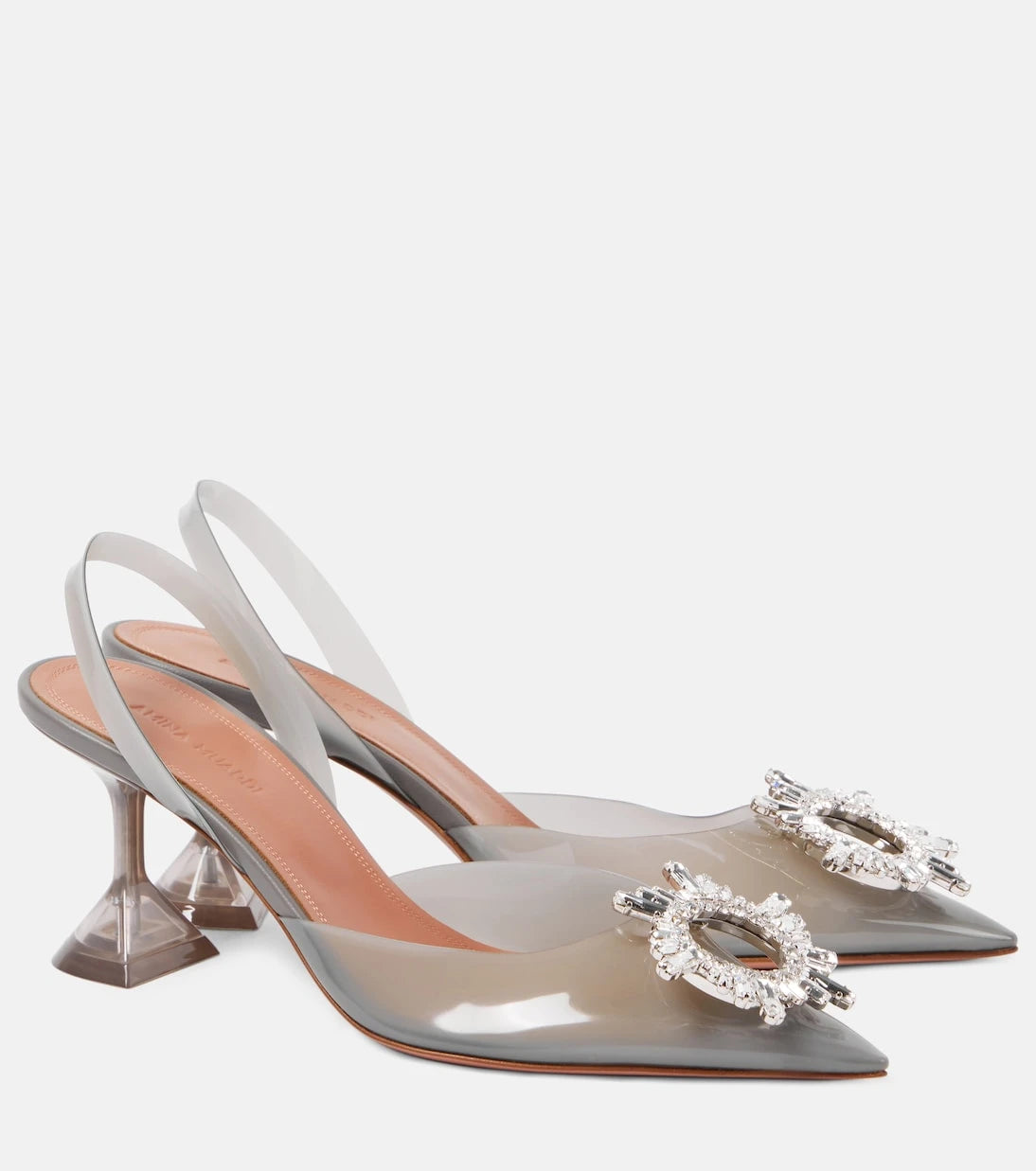 Amina Muaddi - Begum Glass 70 PVC slingback pumps
