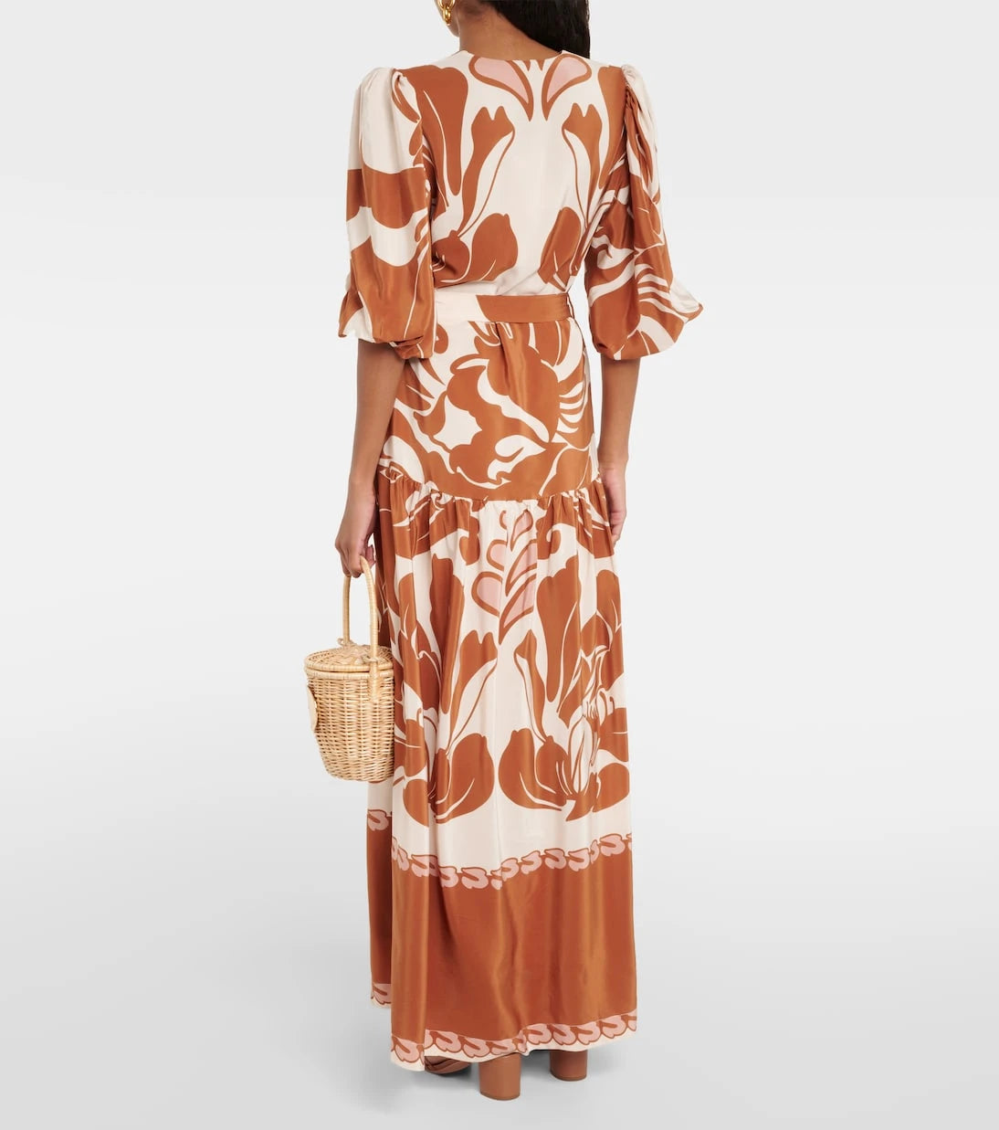 Adriana Degreas - Printed puff-sleeve silk maxi dress