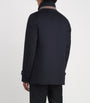 Navy Cashmere Shearling-Trim Car Coat