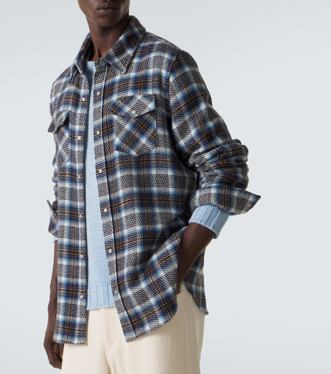 God's True Cashmere - Lightning Storm cashmere shirt with moonstone